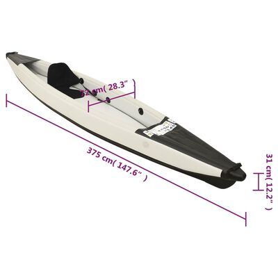 vidaXL Kayak Gonfiabile Nero 375x72x31 cm in Poliestere