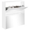 vidaXL Scarpiera con Specchio a 2 Livelli Bianco lucido 63x17x67 cm