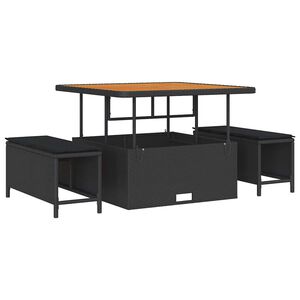 vidaXL Set da Pranzo per Giardino 3 pz Nero polyrattan
