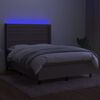 vidaXL Letto a Molle con Materasso e LED Tortora 140x200 cm in Tessuto