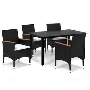 vidaXL Set da Pranzo per Giardino 5 pz con Cuscini Polyrattan Nero