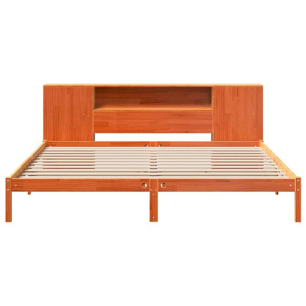 vidaXL Letto Libreria senza Materasso Marrone Cera 180x200 cm in Pino