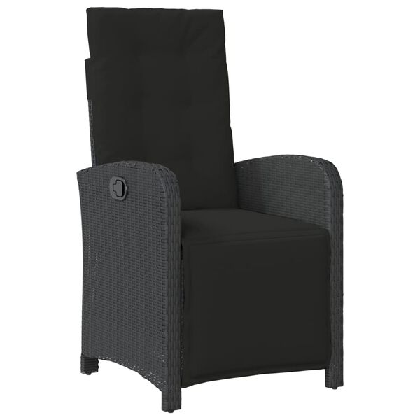 vidaXL Set da Bistrò 3 pz con Cuscini Nero in Polyrattan