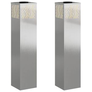 vidaXL Faro LED solare per sentieri 2 pz Bianco caldo 18 x 18 x 80 cm