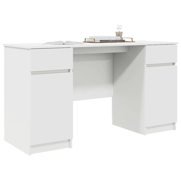 vidaXL Scrivania con porta Bianco 140 x 49 x 76 cm Legno multistrato