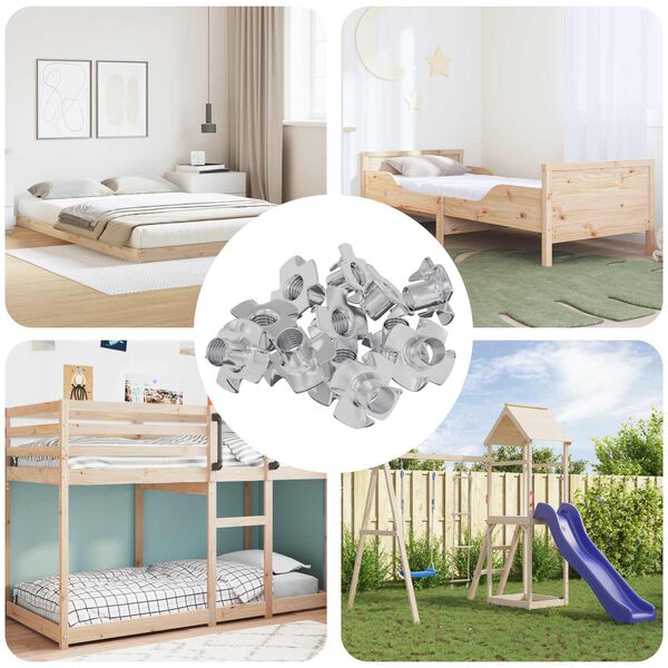 vidaXL T-nut con punte 12 pcs Argento M6 mm Acciaio