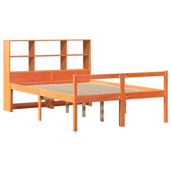 vidaXL Letto Libreria senza Materasso Marrone Cera 140x190 cm Legno