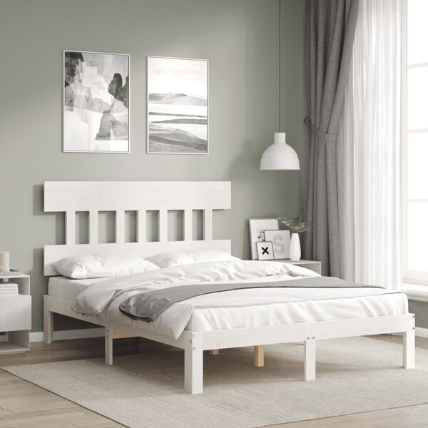 vidaXL Letto senza Materasso Bianco 140x190 cm Legno Massello di Pino