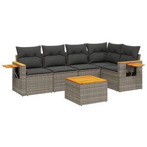 vidaXL Set Divano da Giardino 6 pz con Cuscini Grigio in Polyrattan