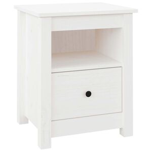 vidaXL Comodino Bianco 40x35x49 cm in Legno Massello di Pino