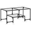 vidaXL Tavolini con Piano Vetro Trasparente 2 pz 98,5x50x45 cm Acciaio