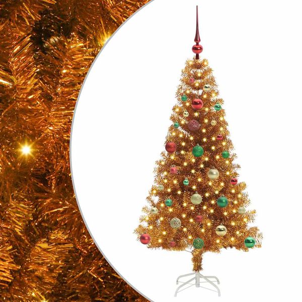 vidaXL Albero di Natale con 150 LED con supporto Oro 150 cm PET