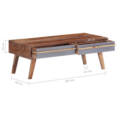 vidaXL Tavolino da Salotto Grigio 110x50x40 cm in Legno di Sheesham
