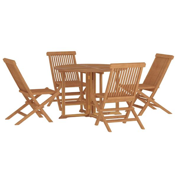 vidaXL Set da Pranzo Pieghevole per Esterni 5pz Legno Massello di Teak