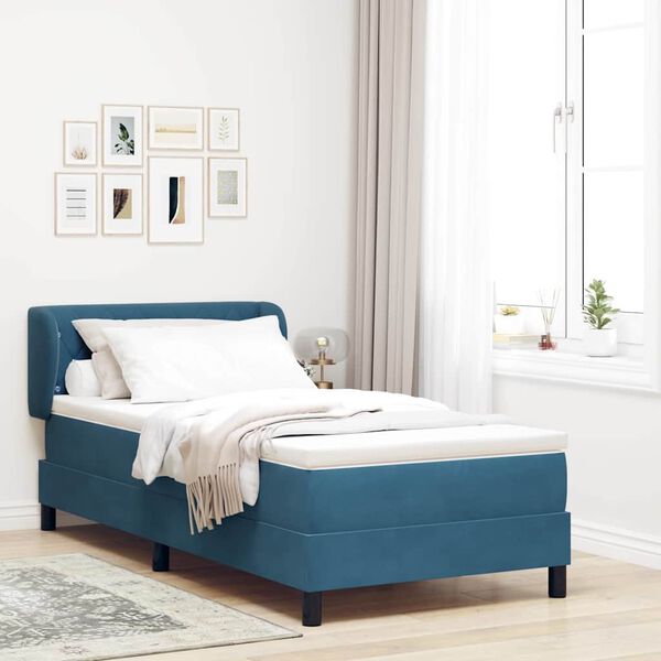 vidaXL Letto a molle con materasso Blu scuro 100 x 200 cm Velluto