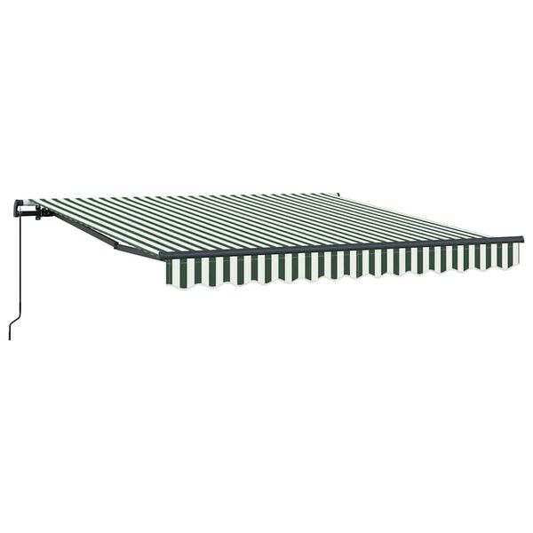 vidaXL Tenda Retrattile Verde e Bianco 350 x 250 cm