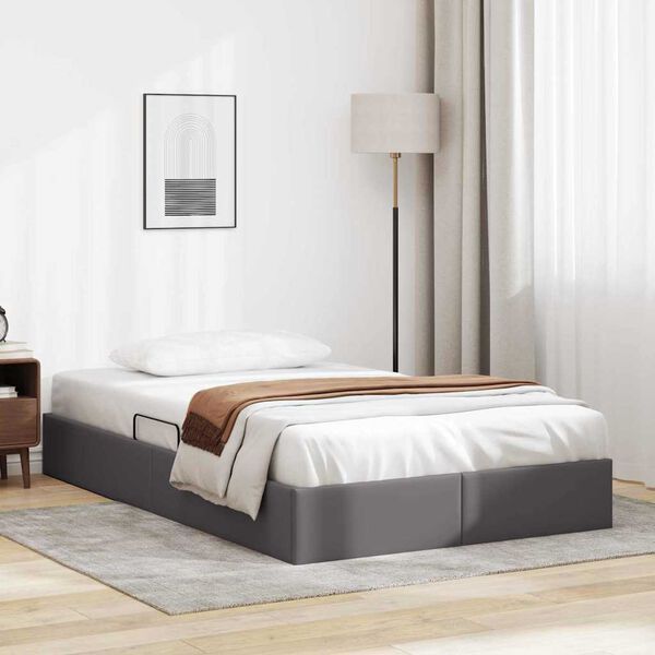 vidaXL Letto con Contenitore Grigio 120 x 200 cm Pelle sintetica