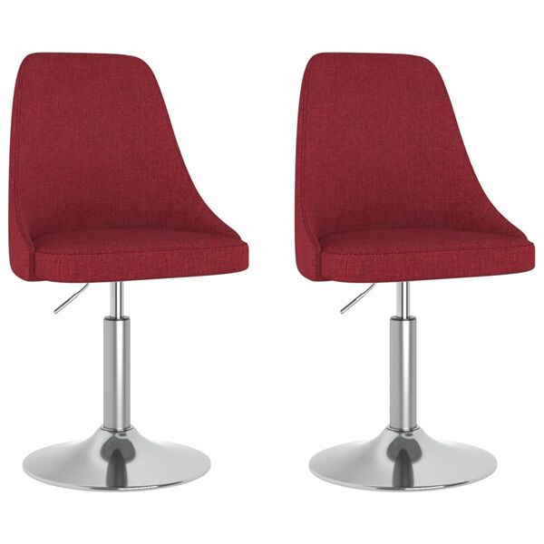 vidaXL Sedie da Pranzo Girevoli 2 pz Rosso Vino in Tessuto