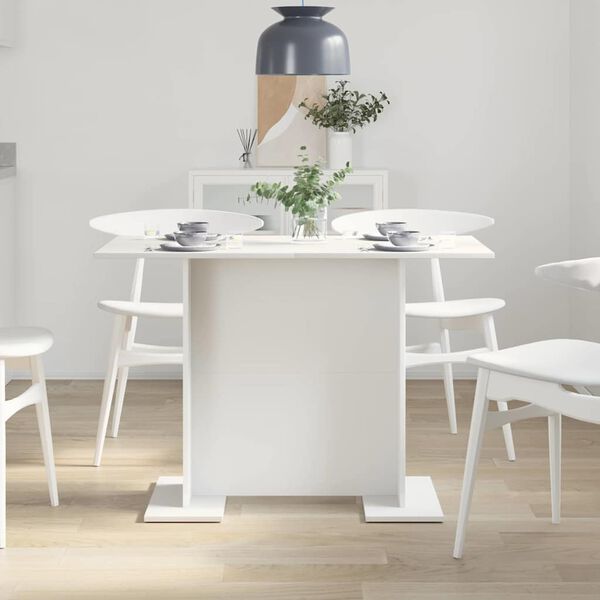 vidaXL Tavolo da Pranzo Bianco 110x60x75 cm in Legno Multistrato