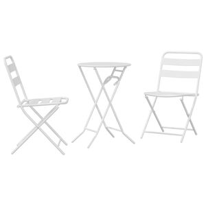 vidaXL Set Bistro da Giardino 3 pz Bianco Acciaio