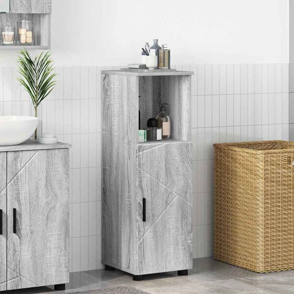 vidaXL Mobile da Bagno con archiviazione Grigio Sonoma 30 x 35 x 95 cm