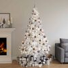 vidaXL Albero di Natale a Met&agrave; Preilluminato con Palline Bianco 210 cm