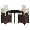 vidaXL Set Bistr&ograve; da Giardino 5 pz con Cuscini in Polyrattan Marrone