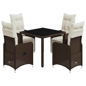 vidaXL Set Bistr&ograve; da Giardino 5 pz con Cuscini in Polyrattan Marrone