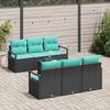 vidaXL Set di divani con cuscino 7 pcs Nero e Turchese polyrattan