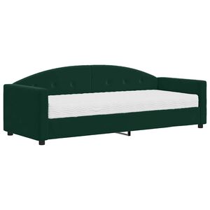 vidaXL Divano Letto con Materasso Verde Scuro 90x200 cm in Velluto