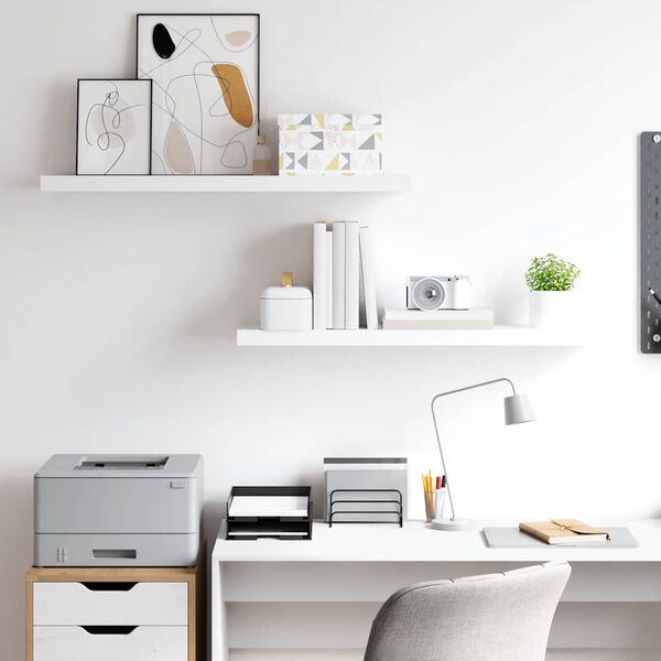 vidaXL Scaffali a Parete 2 pz Bianchi 90x23,5x3,8 cm in MDF