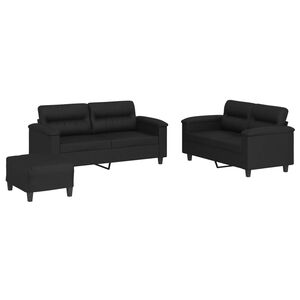 vidaXL Set di Divani 3 pz con Cuscini Nero in Similpelle
