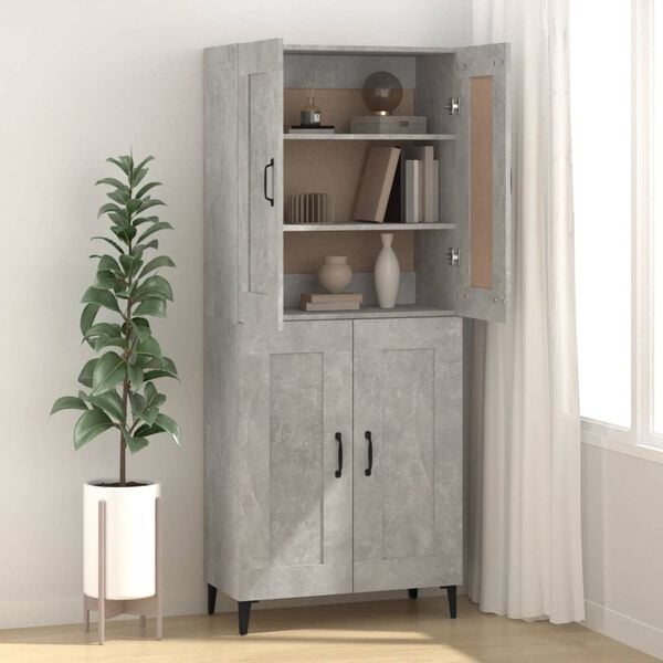 vidaXL Credenza Grigio Cemento 69,5x34x90 cm in Legno Multistrato