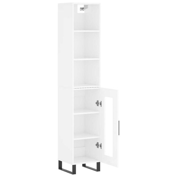 vidaXL Credenza 34,5x34x180 cm in Legno Multistrato Bianco Lucido