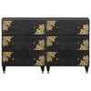 vidaXL Credenza 2 pcs Nero 60 x 33 x 75 cm Legno di mango massello