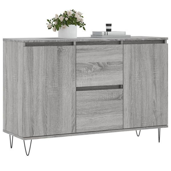 vidaXL Credenza Grigio Sonoma 101,5x35x70 cm in Legno Multistrato