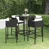 vidaXL Set Bar da Giardino 5 pz con Cuscini in Polyrattan Nero