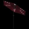 vidaXL Ombrellone Giardino LED Palo Acciaio Rosso Bord&ograve; 225x225x212 cm