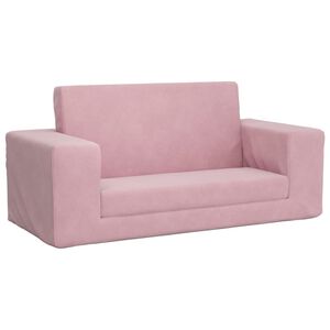 vidaXL Divano Letto per Bambini a 2 Posti Rosa in Morbido Peluche