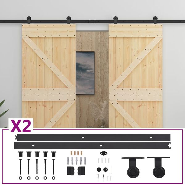 vidaXL Porta Scorrevole con Set Hardware 90x210 cm in Legno di Pino