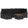 vidaXL Set Divano da Giardino 7 pz Nero Poly Rattan