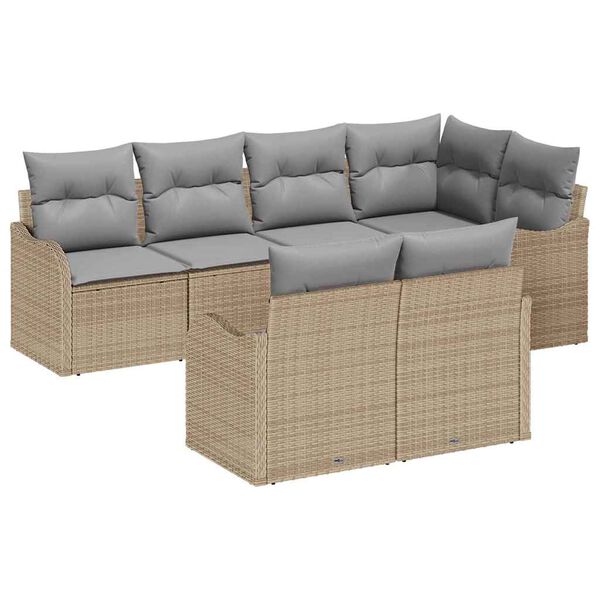 vidaXL Set Divano da Giardino Beige polyrattan