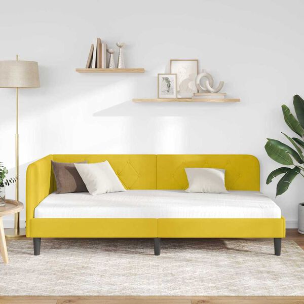 vidaXL Cornice del letto ad angolo Giallo 100 x 200 cm Velluto
