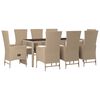 vidaXL Set da Pranzo da Giardino 9 pz con Cuscini Beige in Polyrattan
