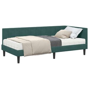 vidaXL Struttura Letto Angolare con Materasso 2 pcs Verde Velluto