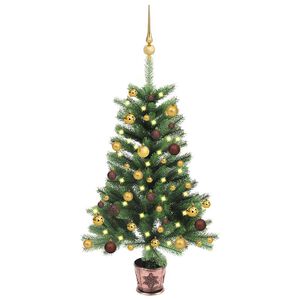 vidaXL Albero di Natale Preilluminato con Palline Verde 150 cm