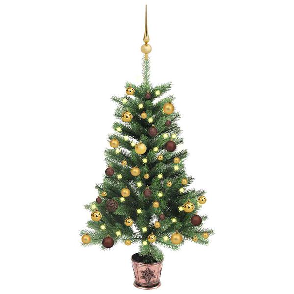 vidaXL Albero di Natale Preilluminato con Palline Verde 65 cm