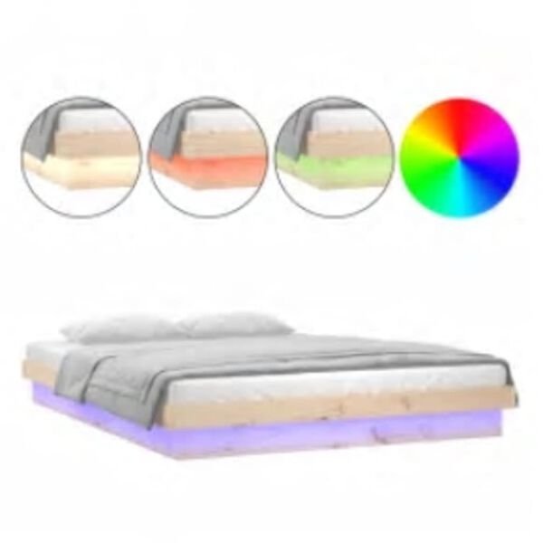 vidaXL Giroletto con LED 140x200 cm in Legno Massello