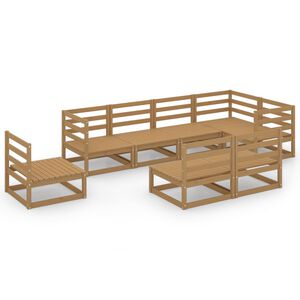 vidaXL Set Salotto da Giardino 8pz Marrone Ambra Legno Massello Pino