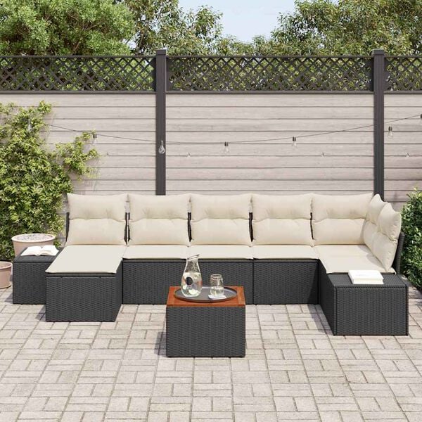 vidaXL Set Divano da Giardino 8 pcs Nero e bianco